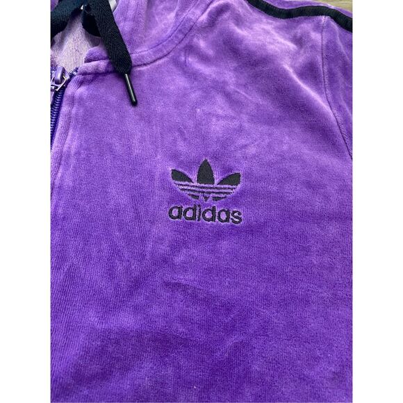 Adidas Originals Hooded Velour Track Top Zip-Up Jacket, Size Medium - Picture 2 of 6